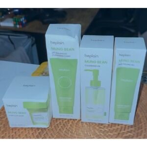 Beplain Mung Bean Skincare Set Cleansing Oil Foam Clay Mask Milk Peeling Gel 4pc